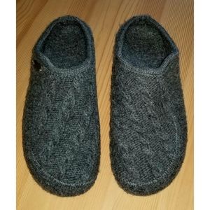 Haflinger Grey Ashley Cable Wool Slippers 40 Sz 9